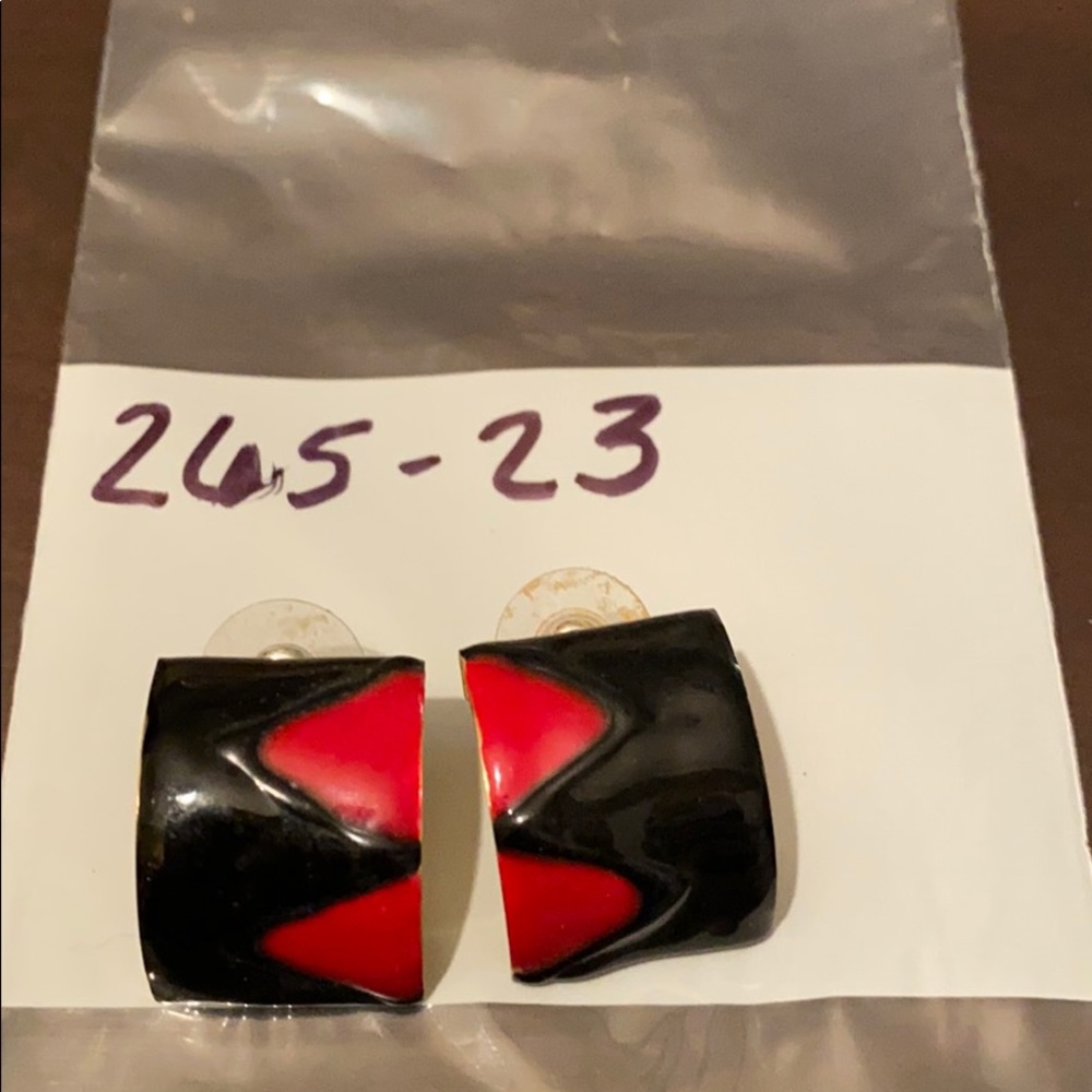 Black and red earrings